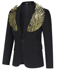 Allthemen Sakko Herren Smokingjacke Blazer Schwarz/Dunkelblau