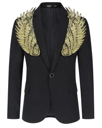 Allthemen Sakko Herren Smokingjacke Blazer Schwarz/Dunkelblau