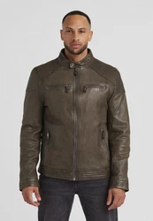 Milestone Lederjacke MSParker Grau/Braun/Dunkelbraun/Khaki/Dunkelgrün