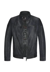 Milestone Lederjacke MSParker Dunkelblau/Schwarz/Dunkelgrau
