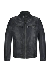 Milestone Lederjacke MSParker Dunkelblau/Schwarz/Dunkelgrau