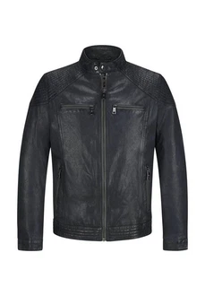 Milestone Lederjacke MSParker Dunkelblau/Schwarz/Dunkelgrau