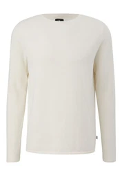 QS Rundhalspullover Casual Weiß/Khaki/Creme/Beige