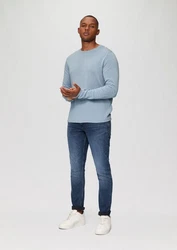 QS Rundhalspullover Casual Blau/Hellblau