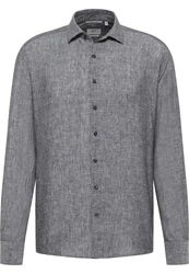 Eterna Langarmhemd MODERN FIT EASY IRON Grau/Dunkelblau/Hellblau