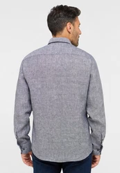 Eterna Langarmhemd MODERN FIT EASY IRON Grau/Dunkelblau/Hellblau