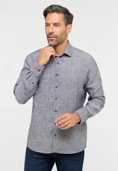 Eterna Langarmhemd MODERN FIT EASY IRON Grau/Dunkelblau/Hellblau