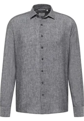 Eterna Langarmhemd MODERN FIT EASY IRON Grau/Dunkelblau/Hellblau