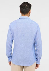 Eterna Langarmhemd MODERN FIT EASY IRON Hellblau/Blau