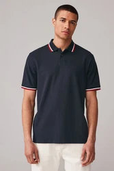 Next Poloshirt Pikee im Regular Fit mit Kragenstreifen Dunkelblau/Schwarz