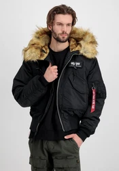 Alpha Industries Winterjacke Men Bomber Jackets Hooded Custom 45/P Schwarz/Dunkelblau