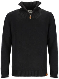 Troyer Herren Strickpullover Uni - Pullover mit Stehkragen und Reiverschluss