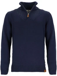 Troyer Herren Strickpullover Uni - Pullover mit Stehkragen und Reiverschluss