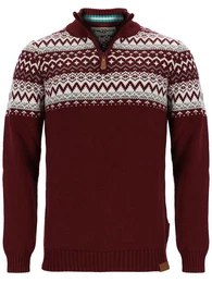Troyer Herren Strickpullover mit Norweger-Muster - Pullover mit Troyer-Kragen