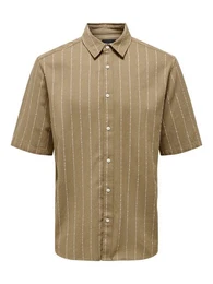 Kurzarmhemd Hemd Kurzarm mit Hemdkragen Bequem 7710 in Beige
