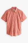 Next Kurzarmhemd Print Rosa/Rot