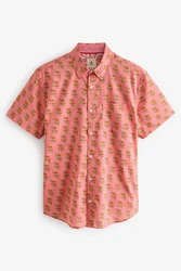 Next Kurzarmhemd Print Rosa/Rot