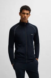 BOSS Sweatjacke Mix&Match Jacket Z dunkelblau / wei