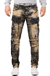 Regular-fit-Jeans Cargo Hose BA-CD494 W33/L32 (1-tlg) mit Strasssteinen und Seitentaschen