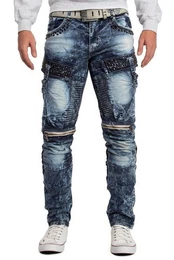 Regular-fit-Jeans Cargo Hose BA-CD494 (1-tlg) mit Strasssteinen und Seitentaschen