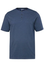 T-Shirt Henley Halbarm Ringel Rundhals mit Knopfleiste
