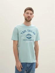 TOM TAILOR T-Shirt dunkelblau/mint/wei