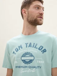 TOM TAILOR T-Shirt dunkelblau/mint/wei