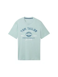 TOM TAILOR T-Shirt dunkelblau/mint/wei