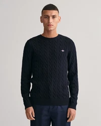 Gant Strickpullover COTTON CABLE C-NECK nachtblau