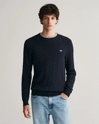 Gant Strickpullover COTTON CABLE C-NECK nachtblau