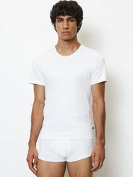 Marc O'Polo T-Shirt Iconic Rib Weiß