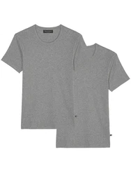 Marc O'Polo T-Shirt Iconic Rib (2-tlg) Dunkelgrau/Grau/Hellgrau