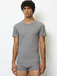 Marc O'Polo T-Shirt Iconic Rib (2-tlg) Dunkelgrau/Grau/Hellgrau