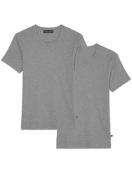 Marc O'Polo T-Shirt Iconic Rib (2-tlg) Dunkelgrau/Grau/Hellgrau