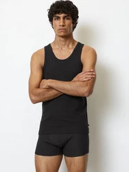 Marc O'Polo Tanktop Iconic Rib Schwarz/Dunkelgrau