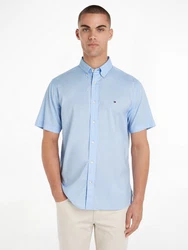 Tommy Hilfiger Kurzarmhemd FLEX POPLIN RF SHIRT S/S mit Hemdblusenkragen Hellblau/Blau