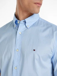 Tommy Hilfiger Kurzarmhemd FLEX POPLIN RF SHIRT S/S mit Hemdblusenkragen Hellblau/Blau