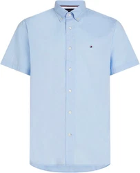 Tommy Hilfiger Kurzarmhemd FLEX POPLIN RF SHIRT S/S mit Hemdblusenkragen Hellblau/Blau