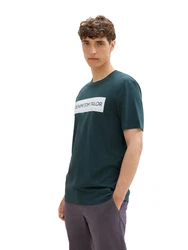 TOM TAILOR DENIM T-Shirt Dunkelgrün/Grün/Dunkelrot/Türkis