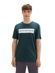TOM TAILOR DENIM T-Shirt Dunkelgrün/Grün/Dunkelrot/Türkis