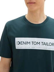 TOM TAILOR DENIM T-Shirt Dunkelgrün/Grün/Dunkelrot/Türkis