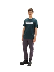 TOM TAILOR DENIM T-Shirt Dunkelgrün/Grün/Dunkelrot/Türkis