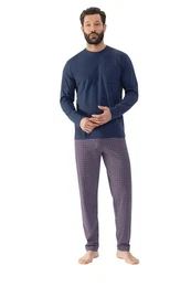Schlafanzug RED TILE Langarm-Shirt mit Brusttasche