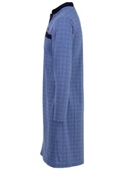 Henry Terre Nachthemd Langarm Stehkragen Blau/Dunkelblau/Lila/Grau