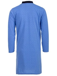 Henry Terre Nachthemd Langarm Stehkragen Blau/Hellblau