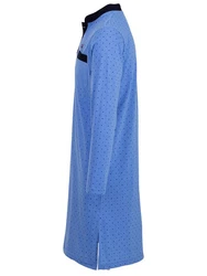Henry Terre Nachthemd Langarm Stehkragen Blau/Hellblau