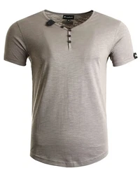 Frchtl T-Shirt mit Knopfleiste Khaki/Grau/Braun/Hellgrau/Beige/Dunkelgrün