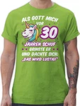 Shirtracer T-Shirt Als Gott mich schuf grinste er - Einhornkopf (30. Geburtstag) Neonfarben