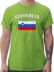 Shirtracer T-Shirt Slovenija Schriftzug mit Flagge Slowenien Slovenia 2024 Fussball EM Fanartikel Grün