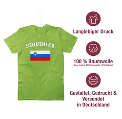 Shirtracer T-Shirt Slovenija Schriftzug mit Flagge Slowenien Slovenia 2024 Fussball EM Fanartikel Grün